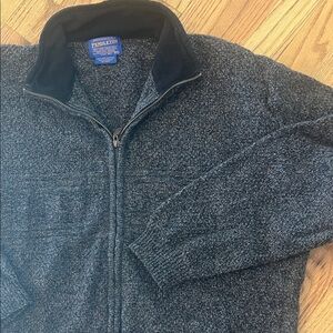 Pendleton Men's Charcoal Zip-Up Shetland Wool Sweater